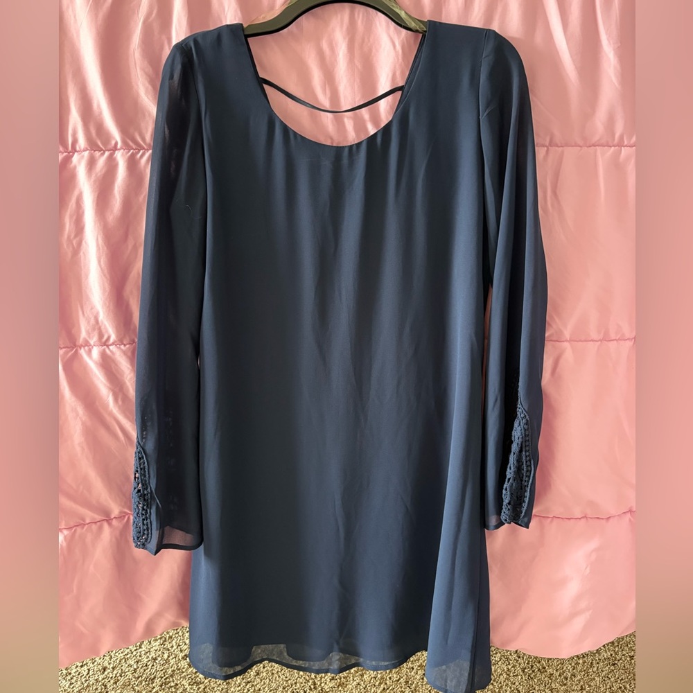 Speechless Navy Long Sleeve Dress